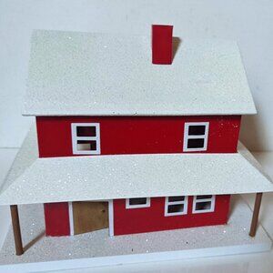 NWT Michaels Ashland Glitter Snow Farm House Holiday Christmas Miniature Village